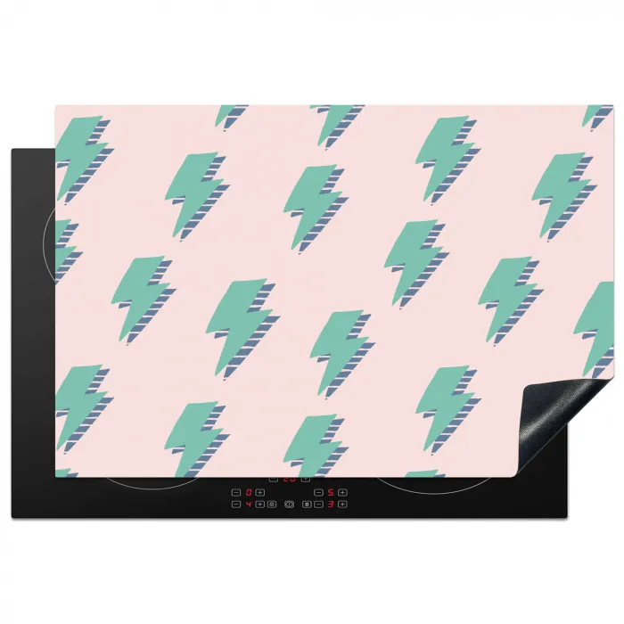 Patroon - Bliksem - Roze - Groen Inductie beschermer vinyl 3mm klein 276 -3d