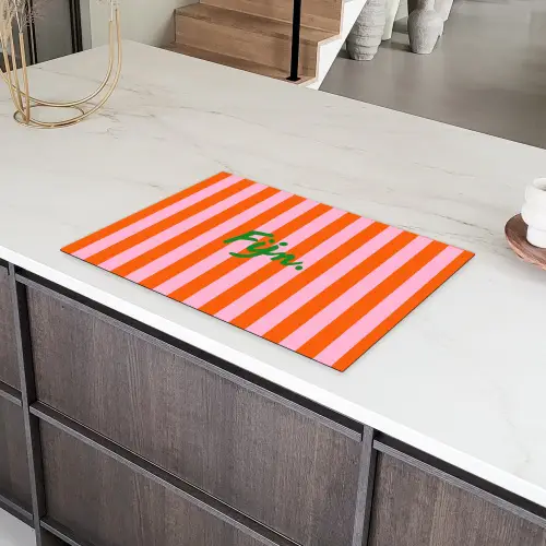 Patroon - Oranje - Fijn - Strepen Inductie beschermer vinyl 3mm klein -sfeer8