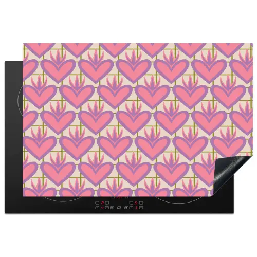 Patroon - Roze - Hartjes Inductie beschermer vinyl 3mm klein 276 -3d
