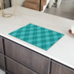 Patroon - Ruiten - Blauw Inductie beschermer vinyl 3mm klein 276 -sfeer8