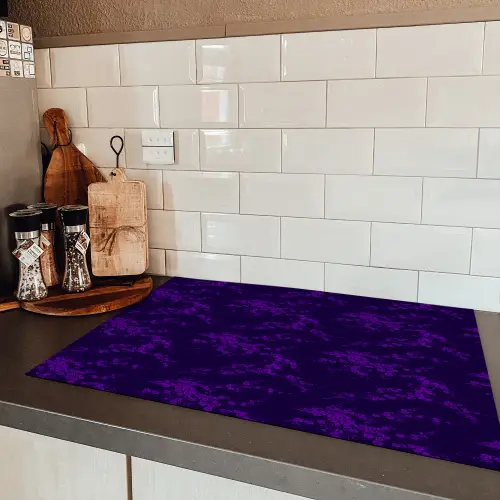 Patroon - Paars - Bloesem Inductie beschermer vinyl 3mm klein 276 -sfeer3