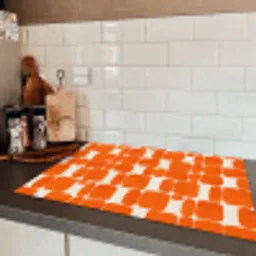 Patroon - Retro - Oranje Inductie beschermer vinyl 3mm klein 276 -sfeer3