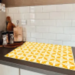 Patroon - Retro - Geel Inductie beschermer vinyl 3mm klein 276 -sfeer3