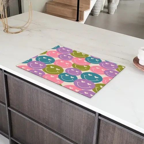 Patroon - Smiley - Kleurrijk - Hartjes Inductie beschermer vinyl 3mm klein 276 -sfeer8