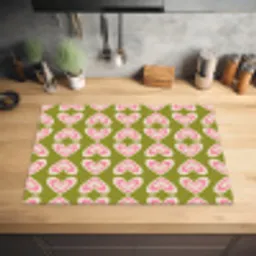 Patroon - Symmetrisch - Hartjes - Olijfgroen Inductie beschermer vinyl 3mm klein 276 -sfeer5
