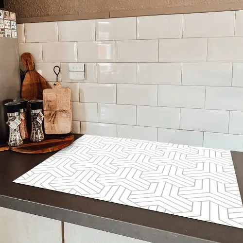 Patronen - Abstract - Zwart - Wit - Geometrie Inductie beschermer vinyl 3mm klein 276 -sfeer3