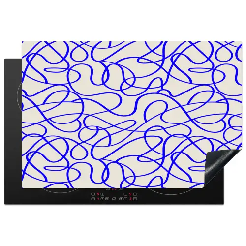 Patronen - Beige - Blauw - Lijnen Inductie beschermer vinyl 3mm klein 276 -3d