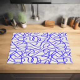 Patronen - Beige - Blauw - Lijnen Inductie beschermer vinyl 3mm klein 276 -sfeer5