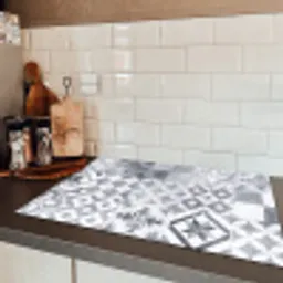 Patronen - Grijs - Mozaïek Inductie beschermer vinyl 3mm klein -sfeer3
