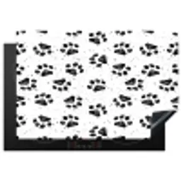 Paw - Pattern -Black Inductie beschermer vinyl 3mm klein 276 -3d