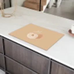Perzik - Lijntekening - Pit - Beige Inductie beschermer vinyl 3mm klein -sfeer8