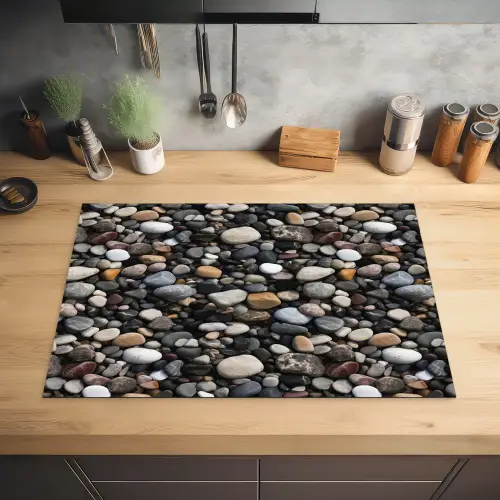 Kiezels - Mix - Aardetonen Inductie beschermer vinyl 3mm klein 276 -sfeer5