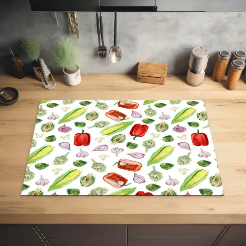 Paprika - Maïs - Patroon - Groente Inductie beschermer vinyl 3mm klein 276 -sfeer5