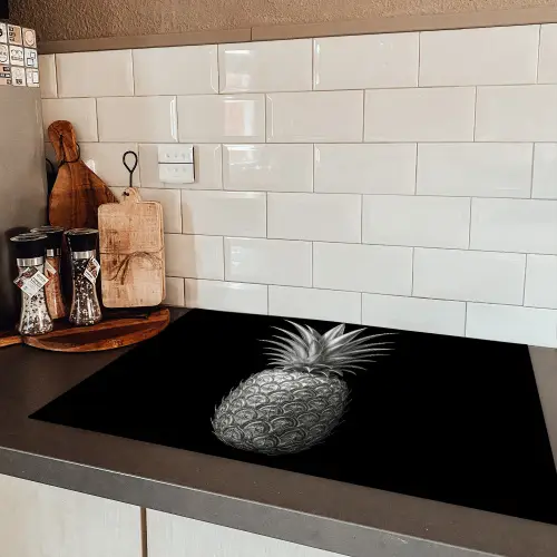 Ananas - Gedetailleerd - Bladeren Inductie beschermer vinyl 3mm klein -sfeer3