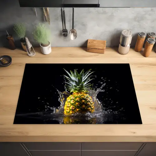 Ananas - Fruit - Water - Planten - Zwart Inductie beschermer vinyl 3mm klein -sfeer5