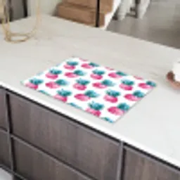 Ananas - Roze - Wit Inductie beschermer vinyl 3mm klein 276 -sfeer8