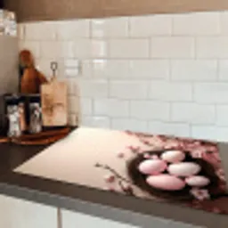 Roze - Bloesems - Eieren Inductie beschermer vinyl 3mm klein -sfeer3