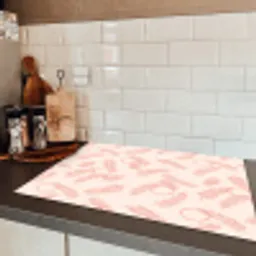Roze - Veren - Patroon Inductie beschermer vinyl 3mm klein 276 -sfeer3