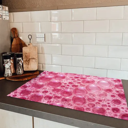 Roze - Schuim - Bubbels Inductie beschermer vinyl 3mm klein -sfeer3