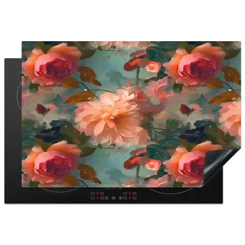Roze - Patroon - Bloemen Inductie beschermer vinyl 3mm klein 276 -3d