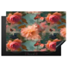 Roze - Patroon - Bloemen Inductie beschermer vinyl 3mm klein 276 -3d