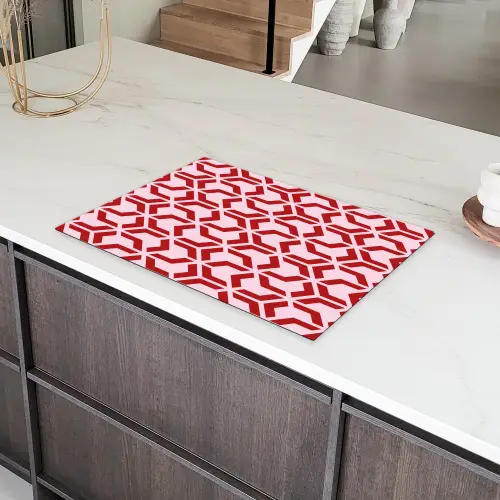 Roze - Rood - Geometrisch - Patroon Inductie beschermer vinyl 3mm klein 276 -sfeer8