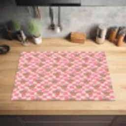 Roze - Retro - Patroon - Geblokt Inductie beschermer vinyl 3mm klein 276 -sfeer5