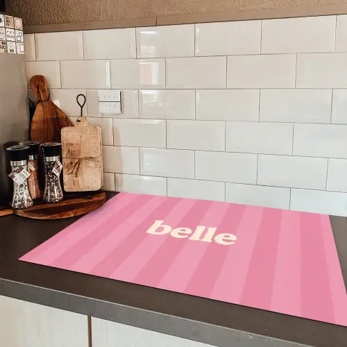 Roze - Gestreept - Belle Inductie beschermer vinyl 3mm klein -sfeer3