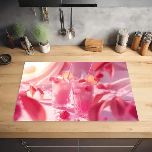 Roze Zomerdrankjes Inductie beschermer vinyl 3mm klein -sfeer5