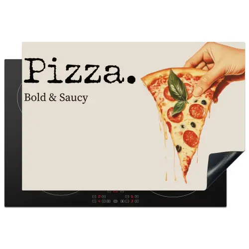 Pizza - Kaas - Pepperoni Inductie beschermer vinyl 3mm klein -3d