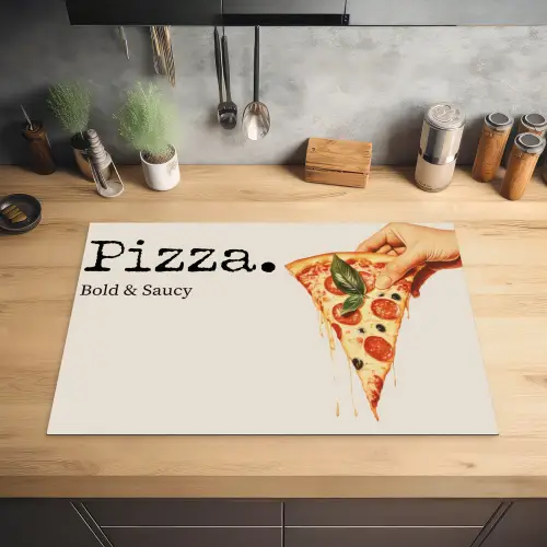 Pizza - Kaas - Pepperoni Inductie beschermer vinyl 3mm klein -sfeer5