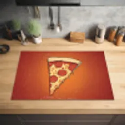 Pizza - Kaas - Rood - Pepperoni Inductie beschermer vinyl 3mm klein -sfeer5