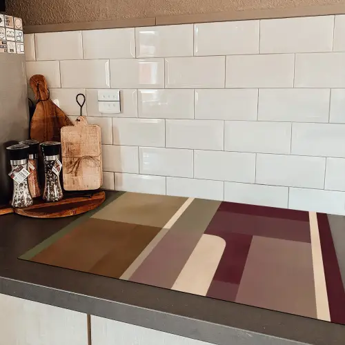 Vlakken - Abstract - Bordeaux - Lijnen Inductie beschermer vinyl 3mm klein -sfeer3
