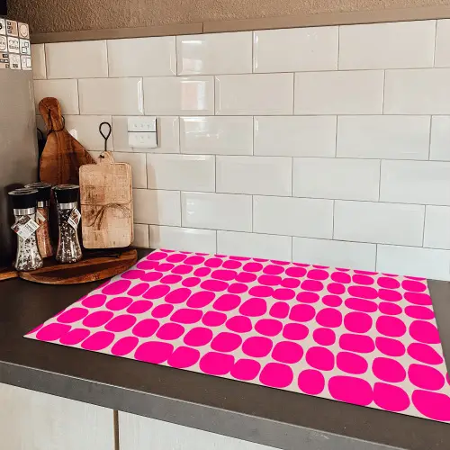Stippen - Patroon - Roze Inductie beschermer vinyl 3mm klein 276 -sfeer3