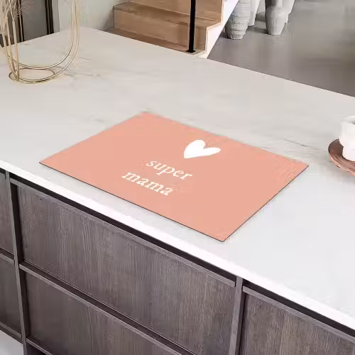 Presentje voor Moederdag super mama lichtroze/wit Inductie beschermer vinyl 3mm klein -sfeer8