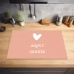 Presentje voor Moederdag super mama lichtroze/wit Inductie beschermer vinyl 3mm klein -sfeer5