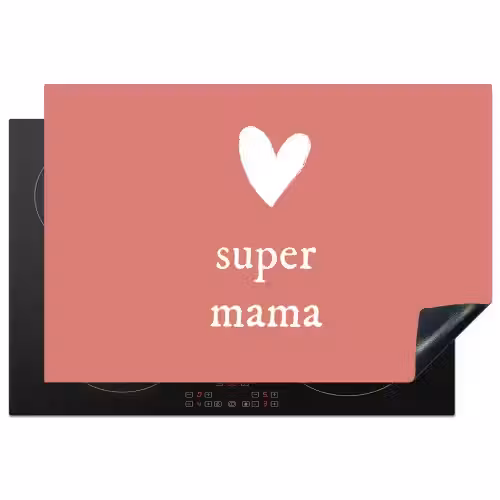 Presentje voor Moederdag super mama roze/wit Inductie beschermer vinyl 3mm klein -3d