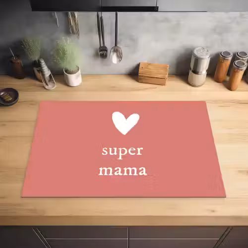Presentje voor Moederdag super mama roze/wit Inductie beschermer vinyl 3mm klein -sfeer5