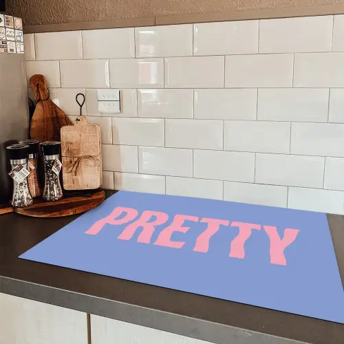 Pretty - Roze - Blauw - Golvend Inductie beschermer vinyl 3mm klein -sfeer3
