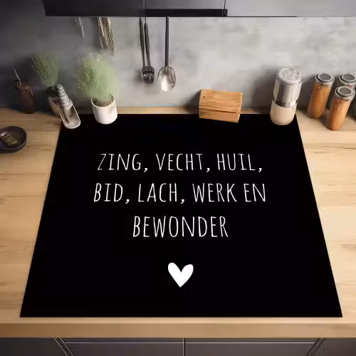 Spreuken - Ramses Shaffy - Zing vecht huil bid lach werk en bewonder - Quotes Inductie beschermer vinyl 3mm middel -sfeer5