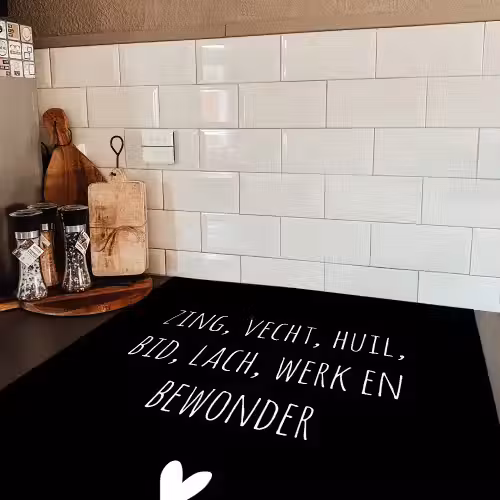 Spreuken - Ramses Shaffy - Zing vecht huil bid lach werk en bewonder - Quotes Inductie beschermer vinyl 3mm middel -sfeer3