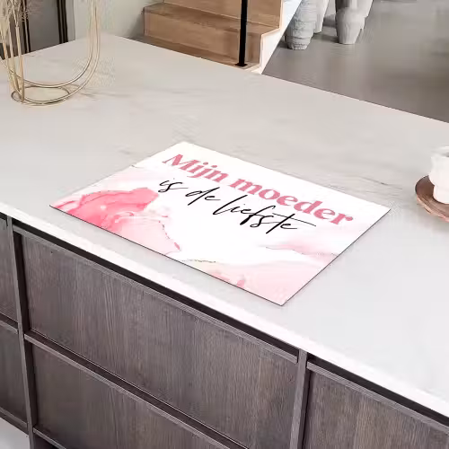 Quote - Mama - Mijn moeder is de liefste - Roze Inductie beschermer vinyl 3mm klein -sfeer8