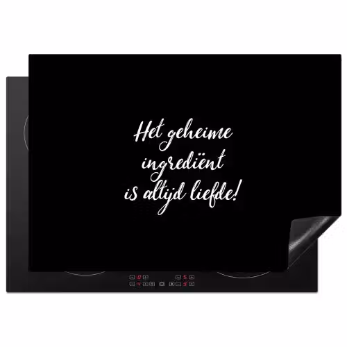 Quotes - Koken - Het geheime ingrediënt is altijd liefde! - Spreuken - Liefde Inductie beschermer vinyl 3mm middel -3d