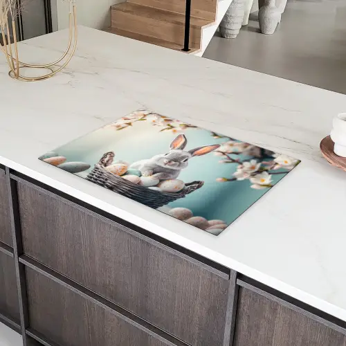 Konijn - Eieren - Mand Inductie beschermer vinyl 3mm klein -sfeer8