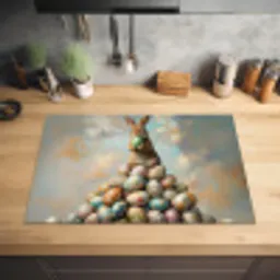Konijn - Eieren - Kleurrijk Inductie beschermer vinyl 3mm klein -sfeer5