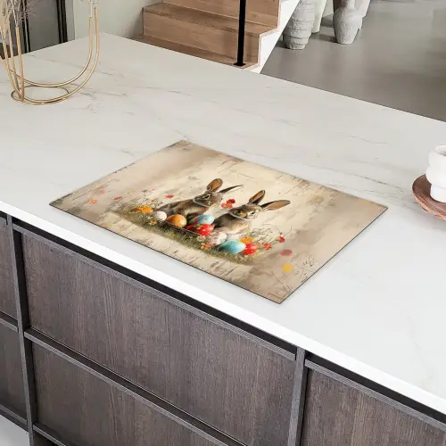 Konijnen - Bloemen - Eieren Inductie beschermer vinyl 3mm klein -sfeer8