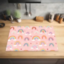 Regenboog - Patroon - Pastel - Handgetekend Inductie beschermer vinyl 3mm klein -sfeer5