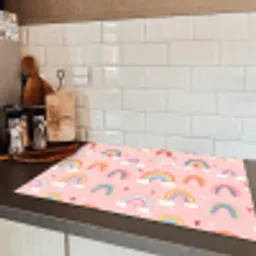 Regenboog - Patroon - Pastel - Handgetekend Inductie beschermer vinyl 3mm klein -sfeer3