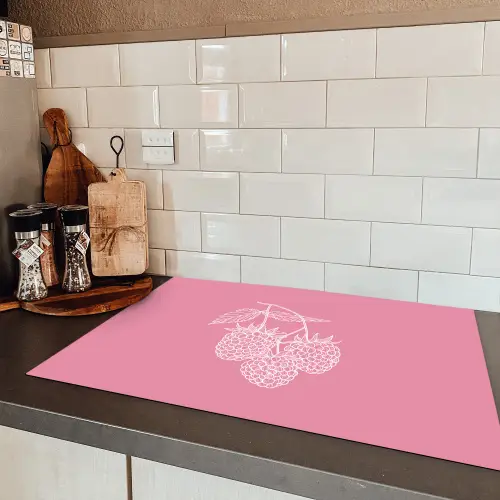 Frambozen - Steel - Getekend - Roze Inductie beschermer vinyl 3mm klein -sfeer3