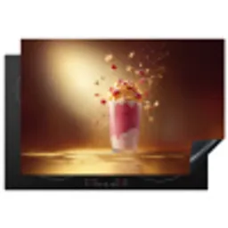 Framboos - Smoothie - Drinken - Roze Inductie beschermer vinyl 3mm klein -3d
